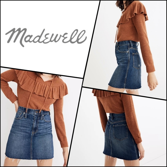 Madewell Rigid Distressed Denim Mini Skirt. 24 - Picture 4 of 16